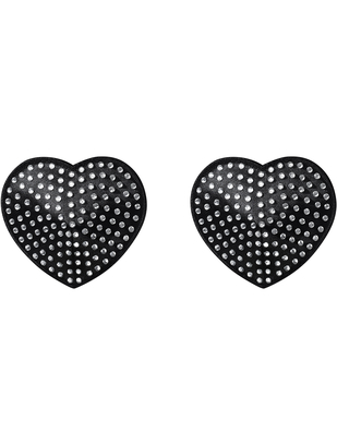 Obsessive black heart-shaped rhinestone pasties