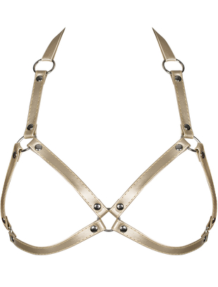 Obsessive gold-coloured leatherette harness