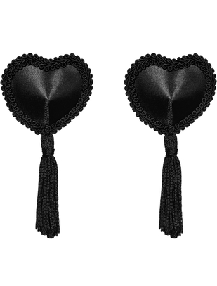 Obsessive black heart-shaped pasties with tassels