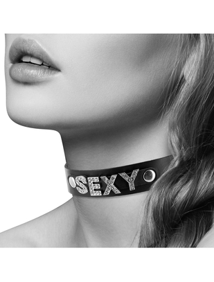 Coquette black leatherette collar Sexy / Slave