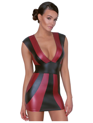 Cottelli Lingerie black & red striped matte look mini dress