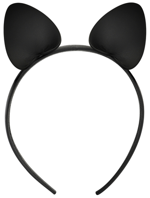 Coquette black leatherette cat ears headband