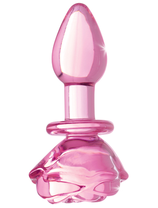 Booty Sparks Pink Rose Glass Anal Plug Small