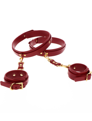 Taboom burgundy faux leather wrist to thigh cuffs