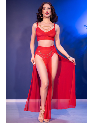 Chilirose CR 4850 punane rinnahoidja ja seelik kettidega