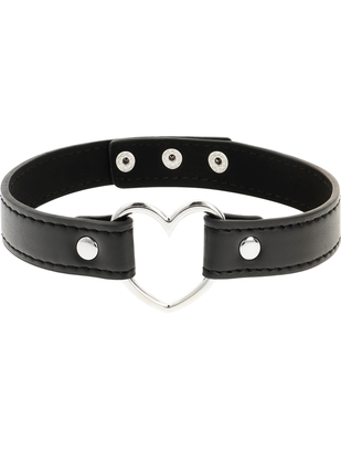 Coquette black leatherette heart choker