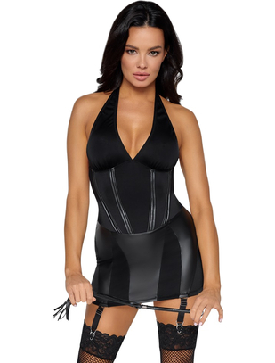 Cottelli Lingerie black dominatrix suspender mini dress
