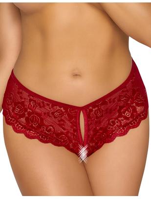 Cottelli Lingerie Rouby czerwone koronkowe majtki figi otwarte