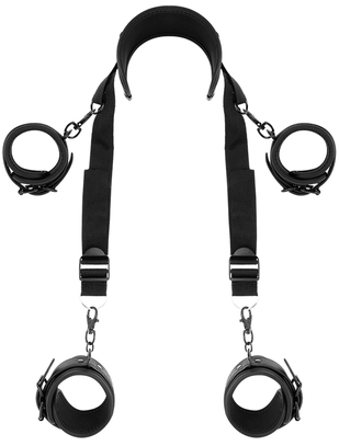 Darkness Fetish Submissive Position Master with Wrist and Ankle Cuffs