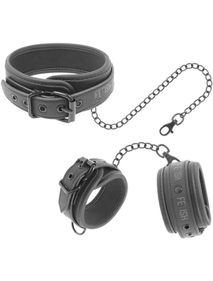 Darkness Fetish Submissive collar and wrist cuffs