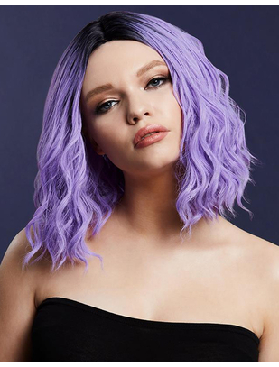 Fever Cara violeta/melna ombre īsa viļņota parūka
