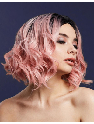 Fever Kourtney gaiši rozā/melna ombre īsa parūka ar lokām