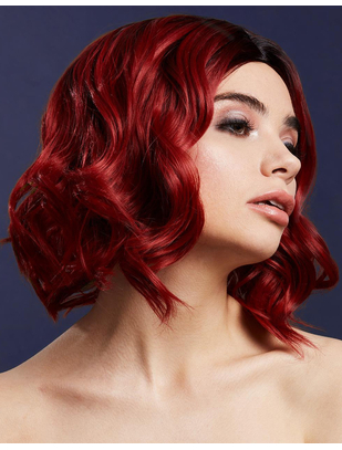 Fever Kourtney sarkana/melna ombre īsa parūka ar lokām