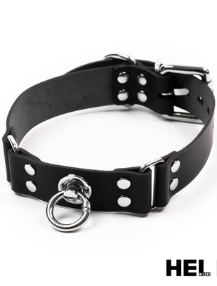 HEL Milano leather collar with metal ring