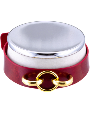 HEL Milano Camilla red leather collar with gold coloured ring