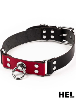 HEL Milano Leather Collar in Black & Red