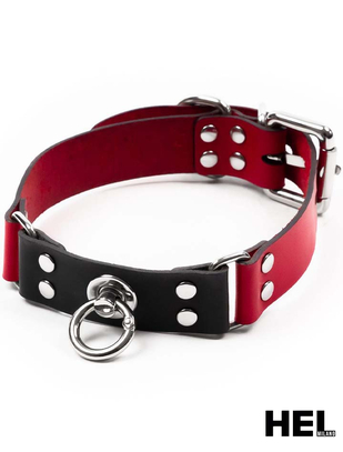 HEL Milano Leather Collar in Red & Black