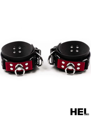 HEL Milano Leather Wrist/Ankle Cuffs in Red & Black