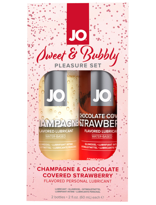 JO Sweet & Bubbly aromātisku lubrikantu komplekts (2 x 60 ml)