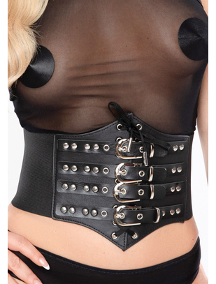 Kinky Diva black leatherette waist cincher