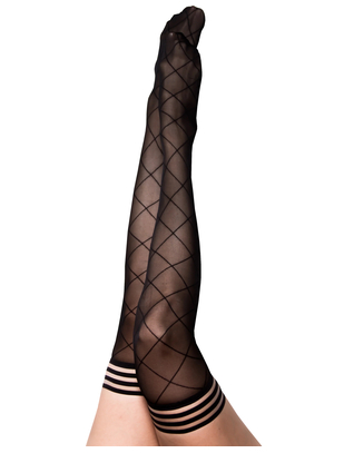 Kix’ies Anna black sheer patterned hold-up stockings