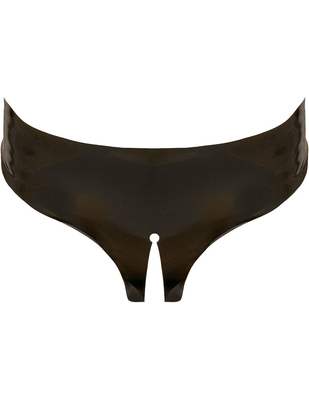 Late X black latex crotchless briefs