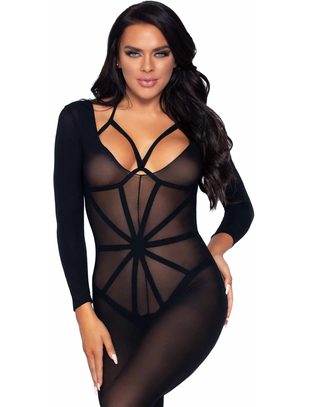 Leg Avenue black sheer double feature bodystocking