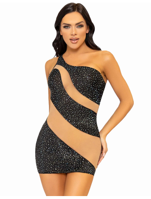 Leg Avenue Glam Vibe black rhinestone mini dress