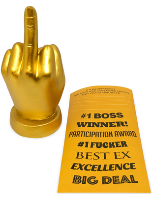 Little Genie Golden F-U Finger Customizable Desk Trophy