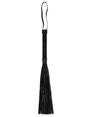 Ouch! black faux leather flogger with embossed handle