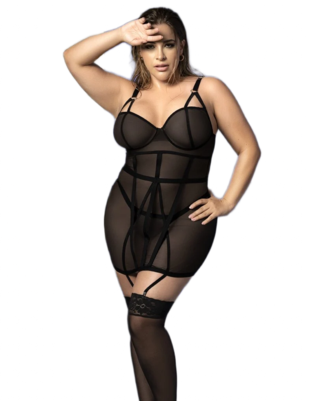 Mapale must läbipaistev babydoll-kleit, millel on stringid