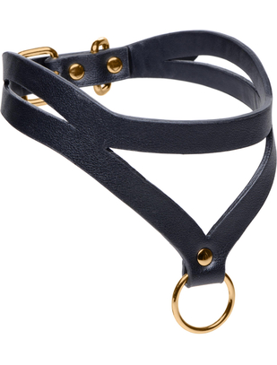 Master Series Bondage Beddie Leatherette apykaklė su O-Ring žiedu