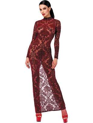 Noir Handmade Kink Royal F383 burgundy sheer mesh dress