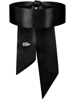 Obsessive black ribbon blindfold