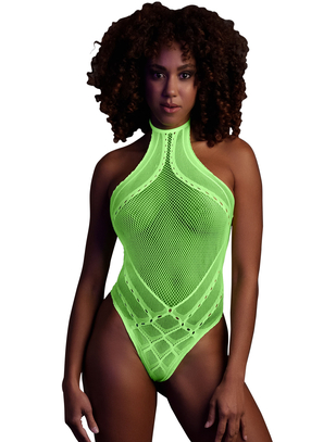 Ouch! Glow neon green net bodysuit