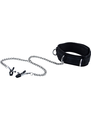 Ouch! kakla siksna ar krūšu klipšiem