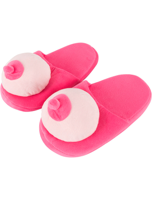 OV pink plush boob slippers
