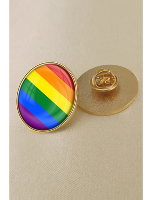 Rainbow Pride LGBT flag gloss enamel round lapel pin