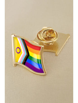 Rainbow Pride LGBT progress flag gloss enamel lapel pin
