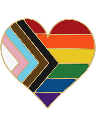 Rainbow Pride progress flag enamel lapel pin Heart