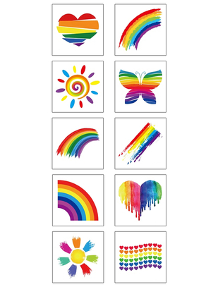 Rainbow Pride temporary tattoos (10 pcs)