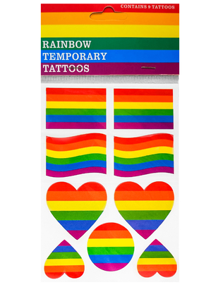 Rainbow Pride temporary tattoos (9 pcs)