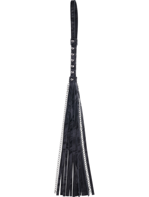 Sportsheets Velvet Noir tekonahkainen ruoska ketjuvaljailla