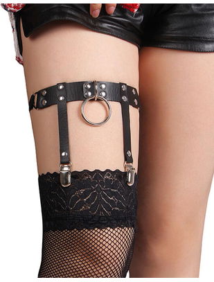 Subblime musta keinonahkainen sukkanauhavyö