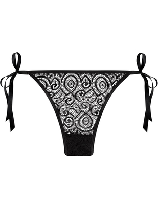 Underneath Luna black lace tie-side thong