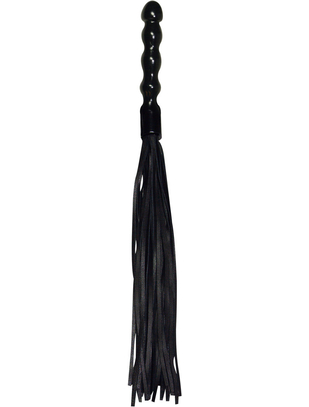 Zado black leather whip with wooden handle