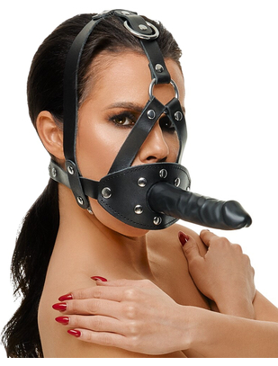 Zado Gag & Dildo leather head harness