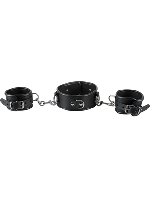 Zado leather collar & wrist cuff set