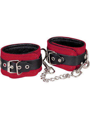 Zado red & balck leather ankle cuffs