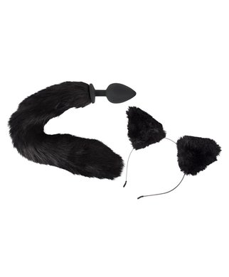 Bad Kitty Pet Play Tail Plug & Ears komplekts - Melns